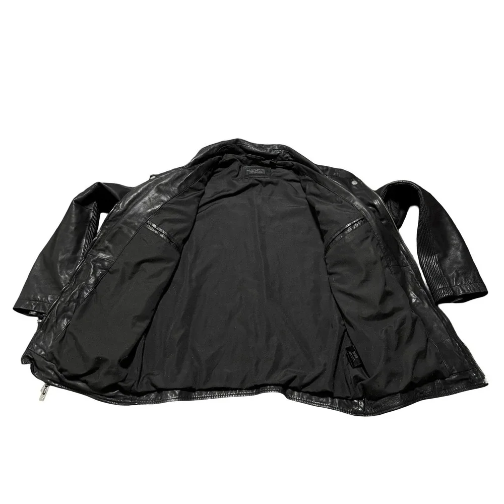Rogue State Soft Lamb Leather Moto Biker Men Jacket Slim Small 21 x 26 *DAMAGE* - Picture 2 of 11